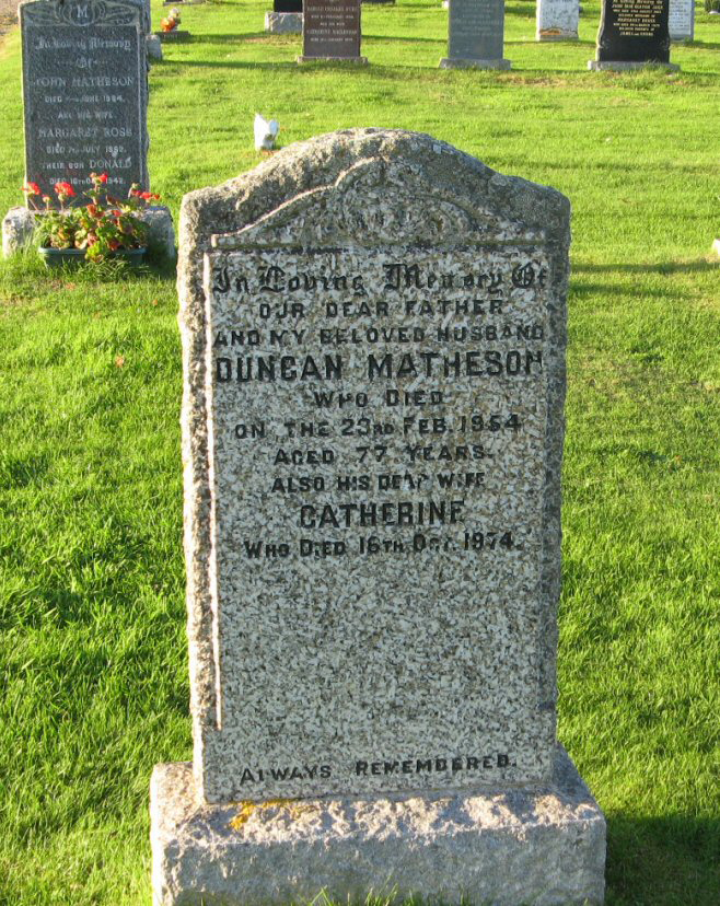 Photo of headstones/Catherine McLennan died 1974 MI Tore Burial Ground, Killearnan